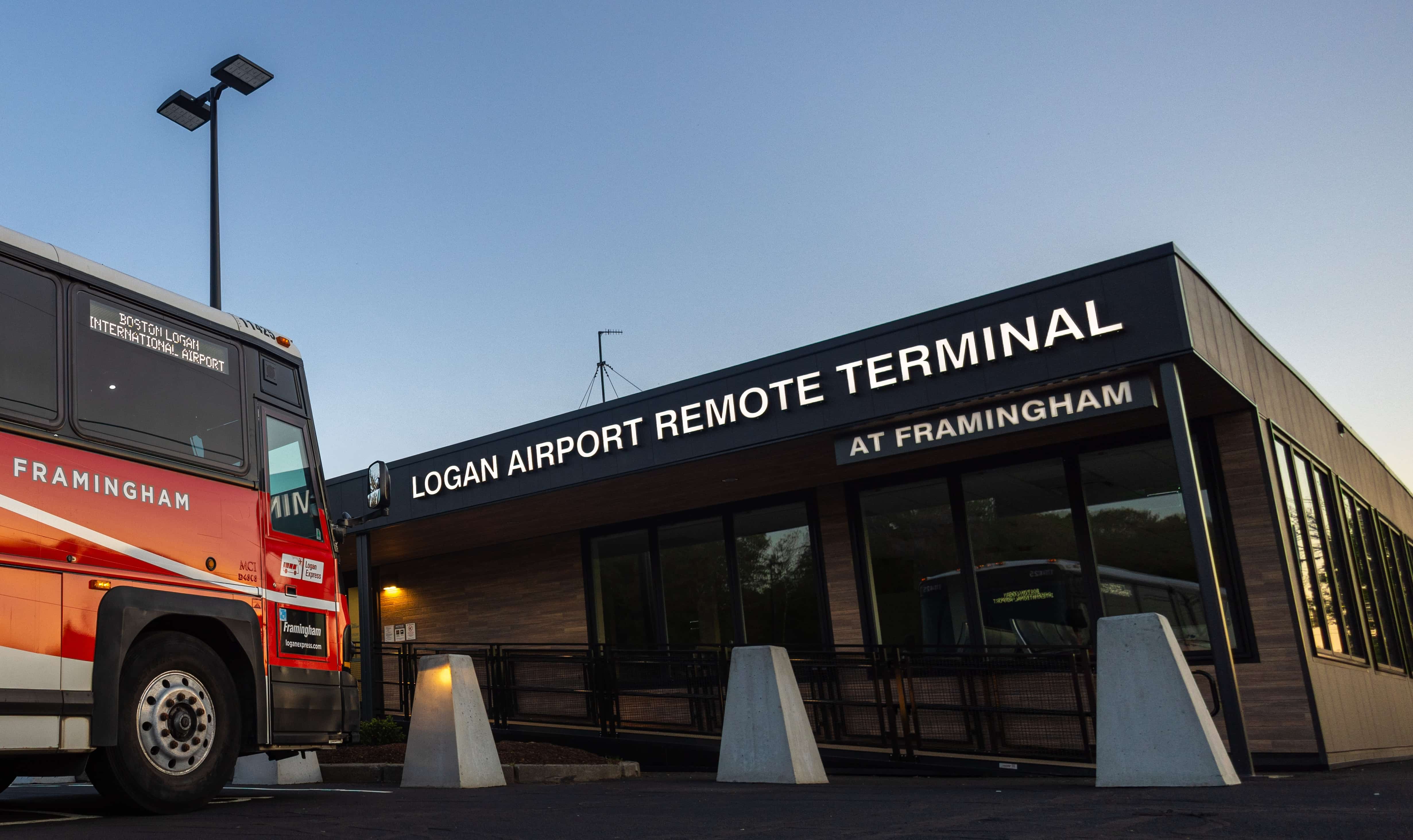 Logan Airport Remote Terminal at Framingham with Landline coach